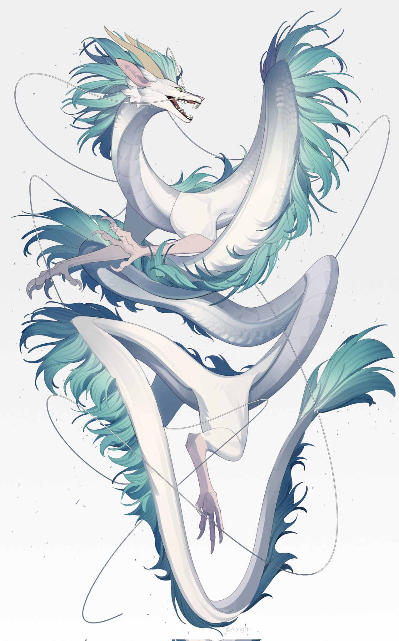 alternate_form, animal_focus, antlers, brown_horns, claws, dragon, eastern_dragon, from_side