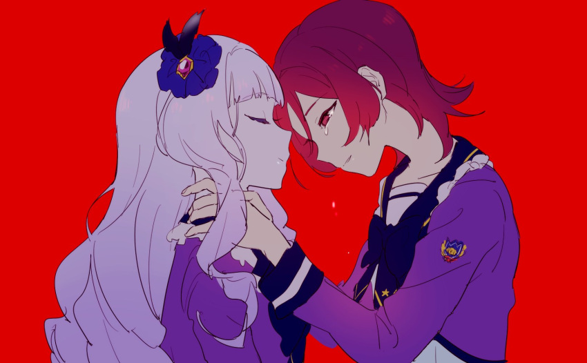 2girls, aikatsu!_(series), aikatsu_stars!, ashida_yuuri_(aikatsu!), bad_id, bad_twitter_id, blunt_bangs, closed_eyes