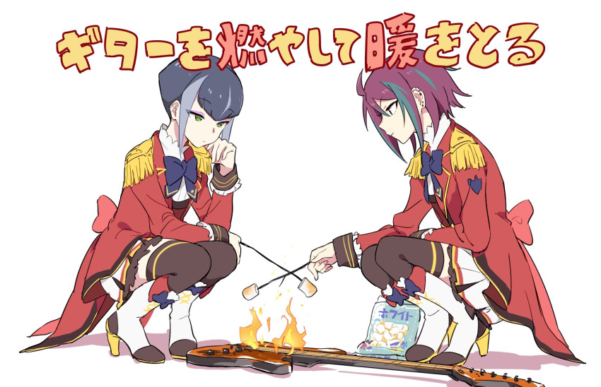 2girls, aikatsu!_(series), aikatsu_stars!, bad_id, bad_twitter_id, black_hair, blue_bow, blue_bowtie
