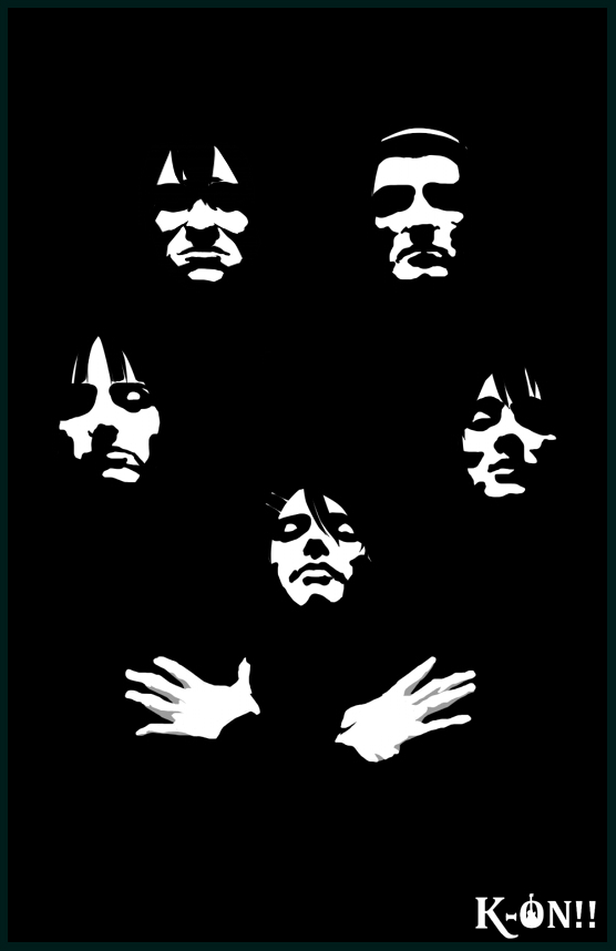 akiyama_mio, album_cover, bohemian_rhapsody, cover, hirasawa_yui, k-on!, kotobuki_tsumugi, monochrome