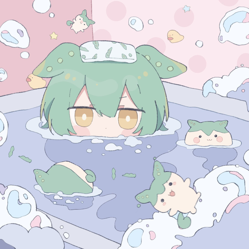 1girl, animal_ears, beans, blush_stickers, bright_pupils, dot_nose, double-parted_bangs, floating_food