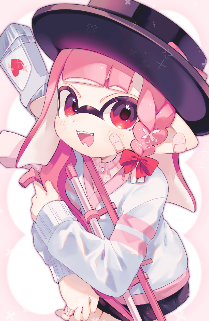 1girl, bandaid, bandaid_on_face, black_hat, black_skirt, braid, braided_sidelock, dot_nose