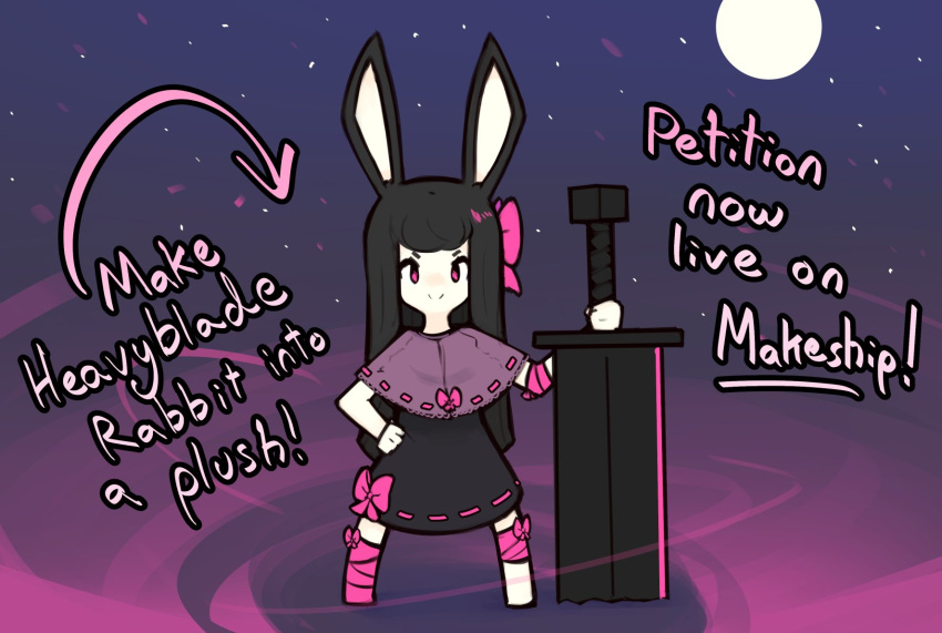 1girl, animal_ears, aura, barefoot, black_dress, black_hair, bow, capelet