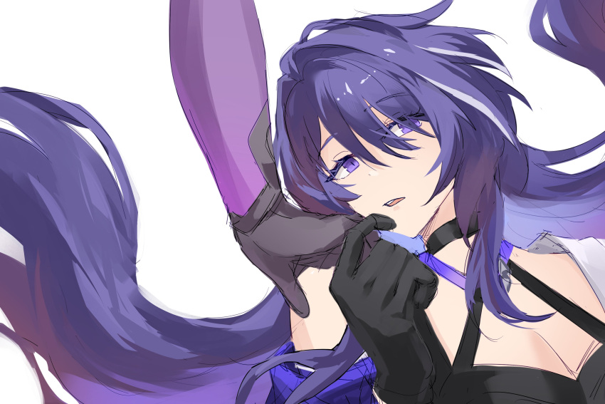 2girls, absurdres, acheron_(honkai:_star_rail), black_choker, black_gloves, black_swan_(honkai:_star_rail), choker, detached_sleeves