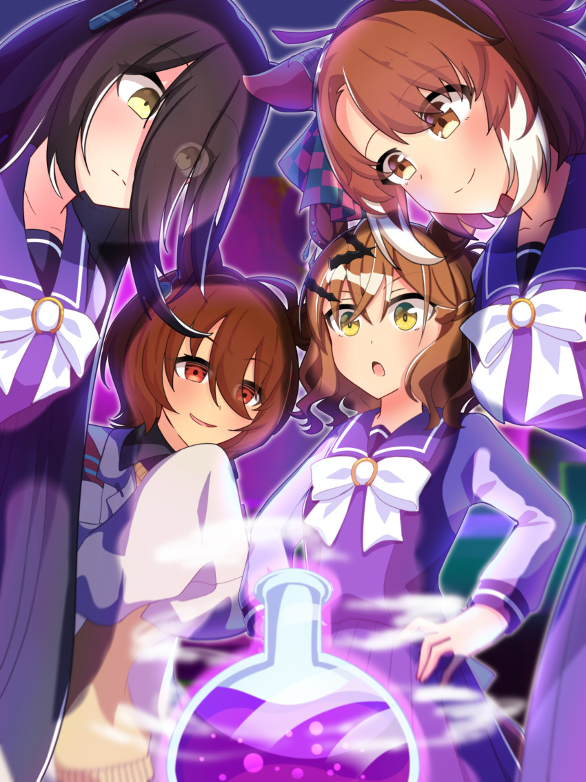 absurdres, agnes_tachyon_(umamusume), ahoge, animal_ears, black_hair, black_shirt, bow, bowtie