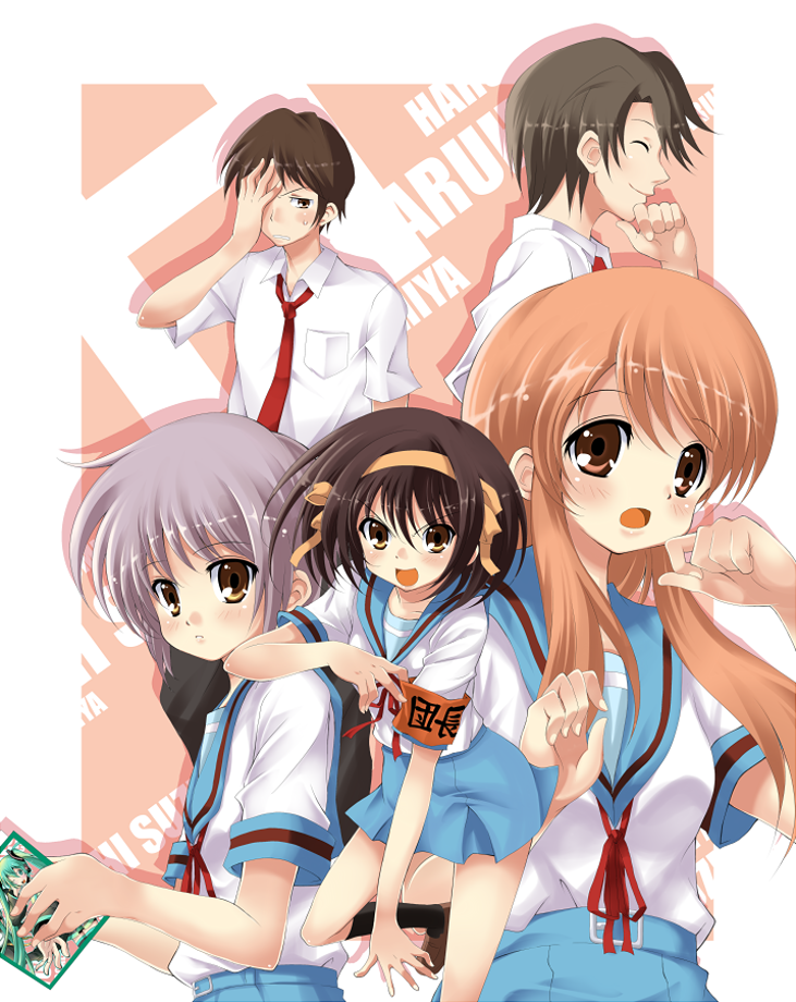 asahina_mikuru, book, brown_eyes, brown_hair, cameo, danzero, grey_hair, hatsune_miku