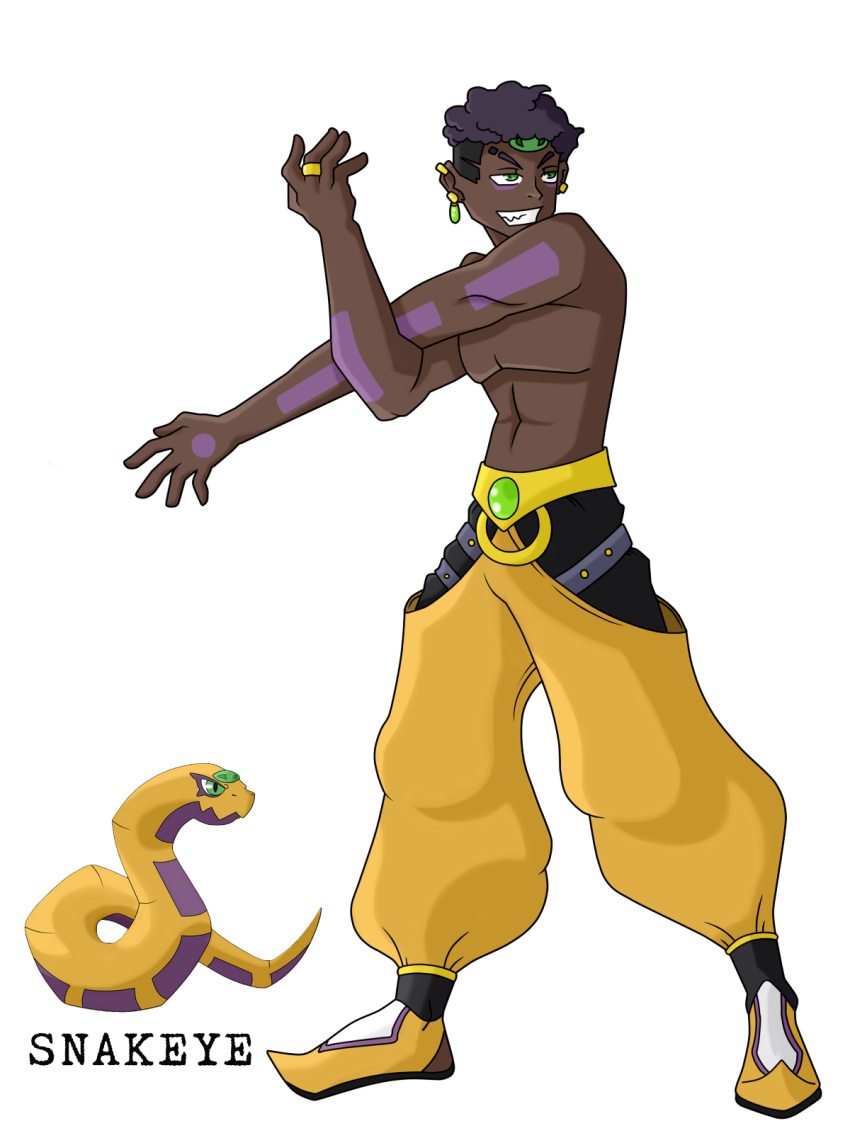 1boy, dark_skin, fakemon, fakemon_(creature), gijinka, instagram_username, jhonnyboyarts, muscle