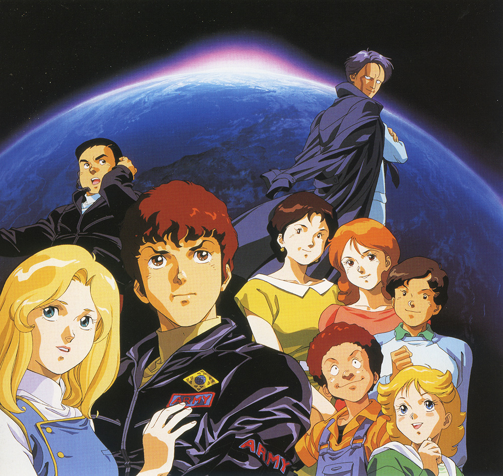 1990s_(style), 4girls, 5boys, aged_up, amuro_ray, beltorchika_irma, blonde_hair, blue_eyes