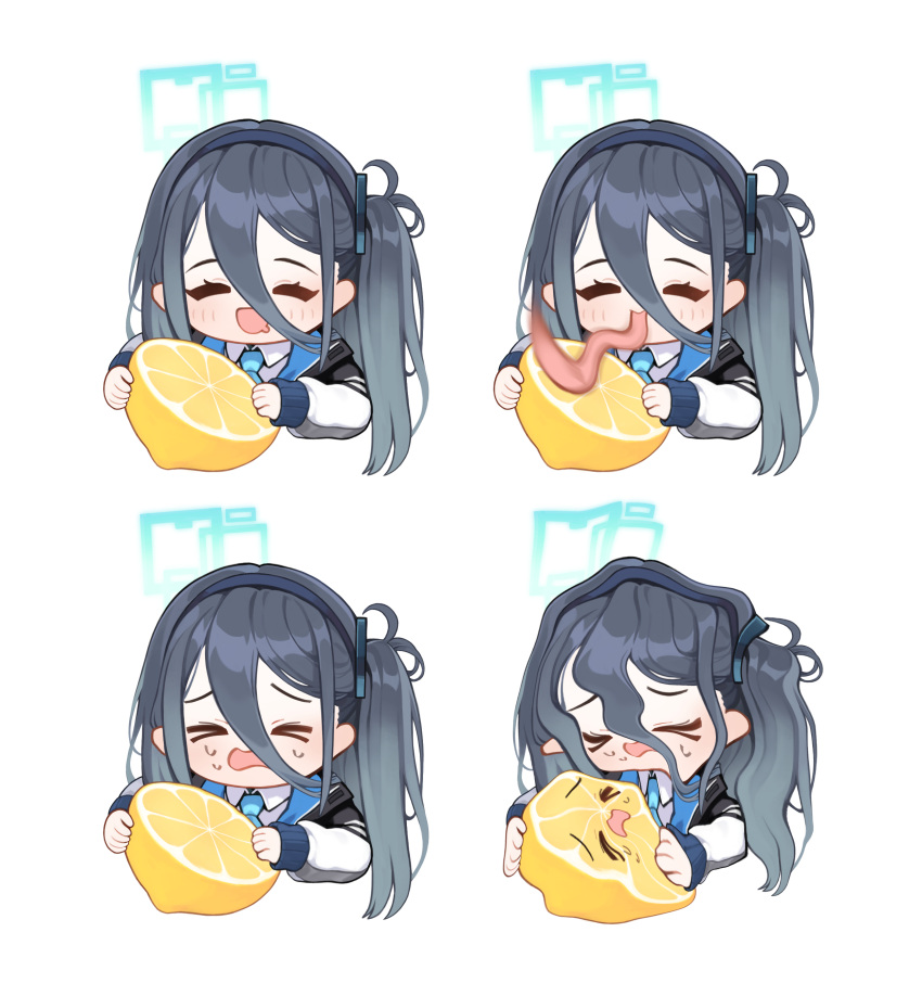 >_<, 1girl, absurdly_long_hair, absurdres, aris_(blue_archive), black_hair, blue_archive, blue_halo