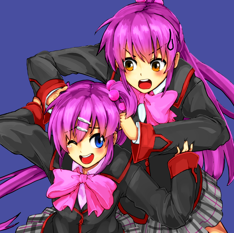 brown_eyes, futaki_kanata, hair_bobbles, hair_ornament, hogi, little_busters!!, long_hair, plaid