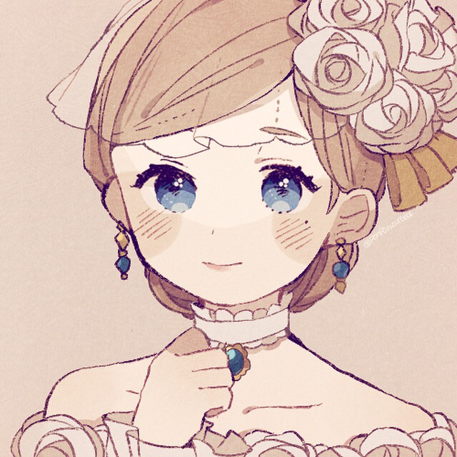 1girl, blonde_hair, blue_eyes, blush, choker, earrings, flower, identity_v