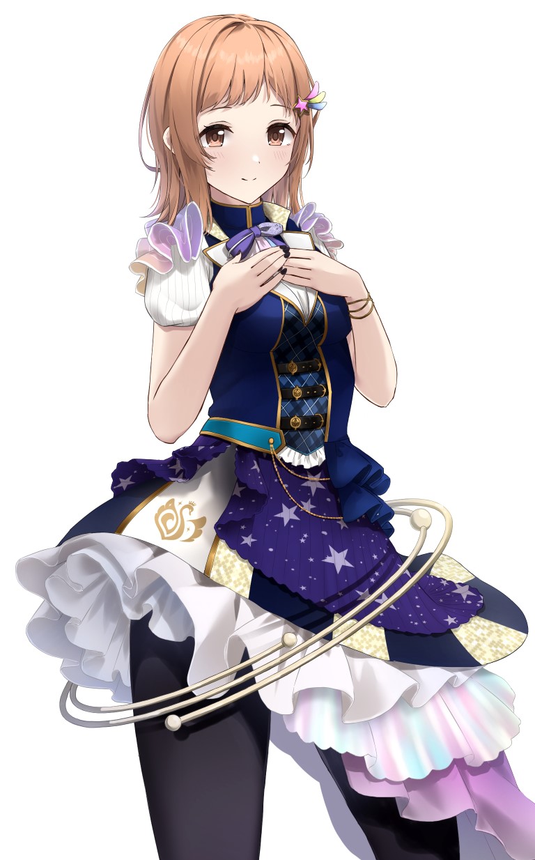 1girl, ashiminoe, black_pantyhose, blush, bow, bowtie, breasts, brown_hair