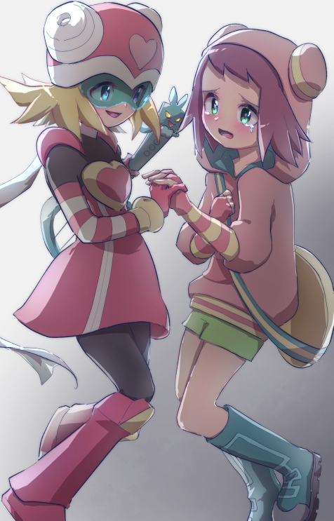 2girls, assault_visor, black_bodysuit, blonde_hair, blue-tinted_eyewear, blue_eyes, blue_footwear, blush