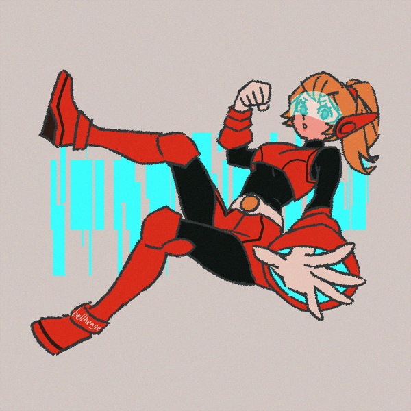 1girl, armor, bellhenge, black_bodysuit, blonde_hair, blue_eyes, bodysuit, boots, gloves, mighty_peach, official_alternate_costume, ponytail, princess_peach, princess_peach:_showtime!, red_armor, red_footwear, solo, super_mario_bros., visor_(armor), white_gloves