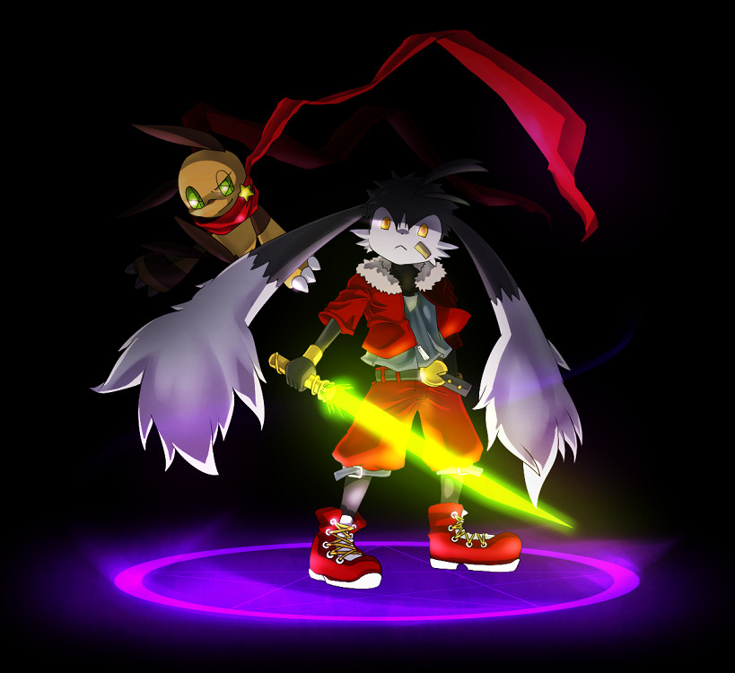 alternate_costume, animal_ears, bandaid, belt, claws, dog_ears, kaze_no_klonoa, klonoa