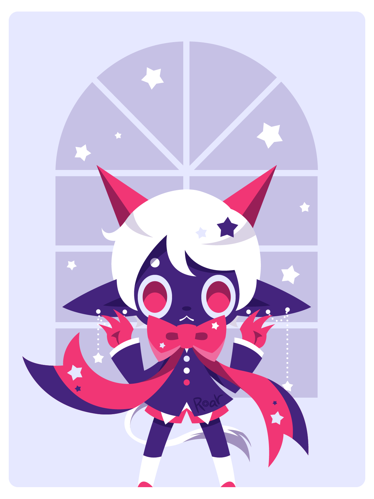 1girl, :<, arms_up, black_jacket, border, bow, colored_skin, earrings