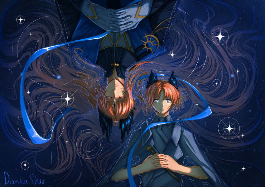 absurdres, arknights, bird_boy, blue_cape, blue_eyes, blue_shawl, cape, closed_mouth