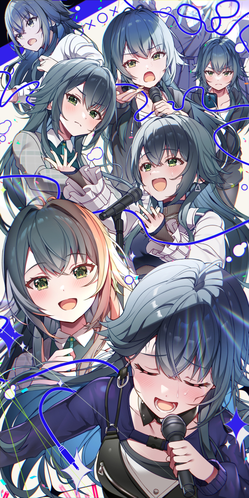 1girl, absurdres, antenna_hair, blush, closed_eyes, closed_mouth, commentary_request, doughnut_(smmp4848)