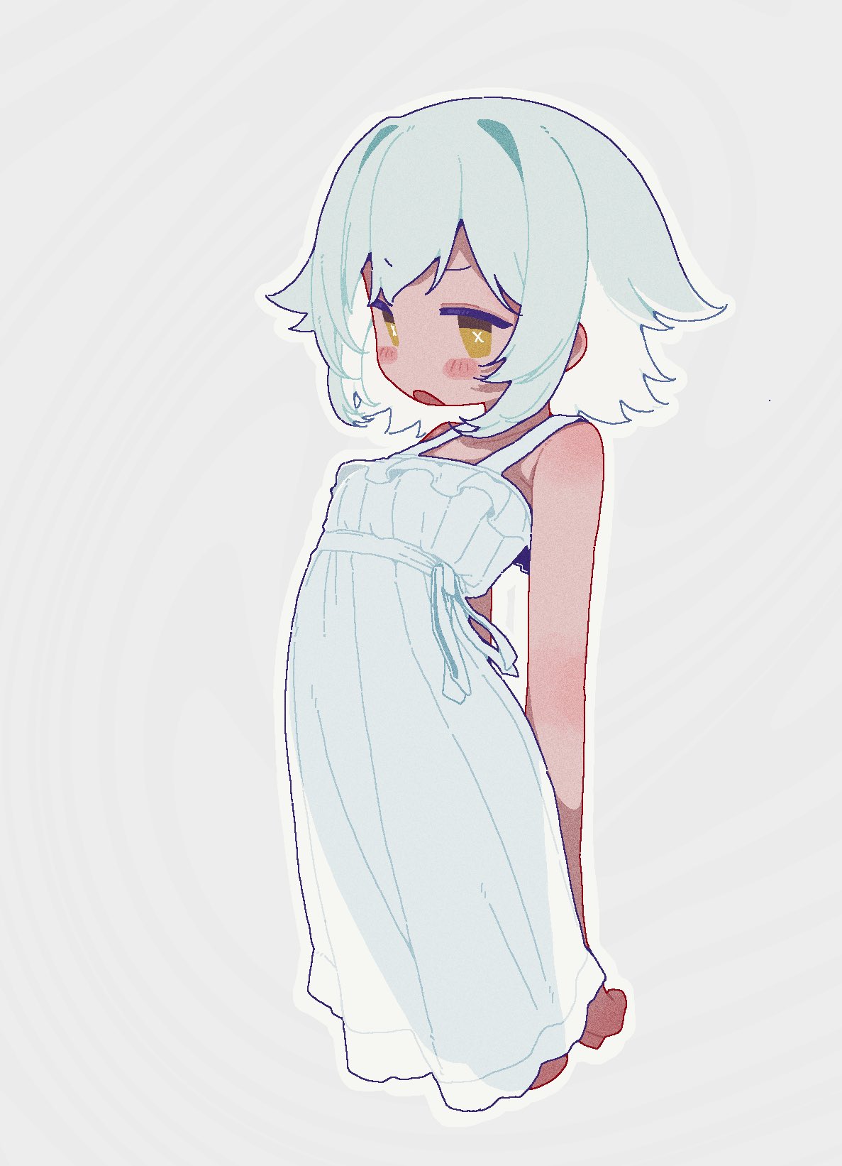 1girl, banananosongen, bare_shoulders, blush, commission, cropped_legs, dress, highres
