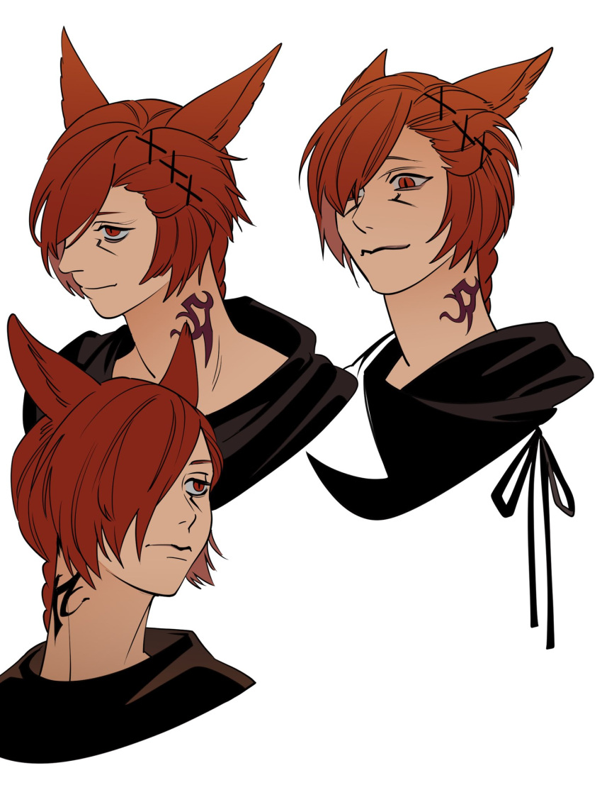 1boy, 5altybitter5, animal_ears, archon_mark, cat_ears, closed_mouth, final_fantasy, final_fantasy_xiv