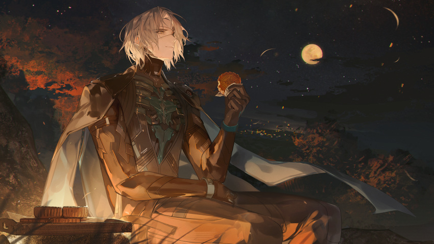 1boy, autumn, autumn_leaves, cape, chinese_commentary, chouyin_vhu, commentary_request, eyepatch