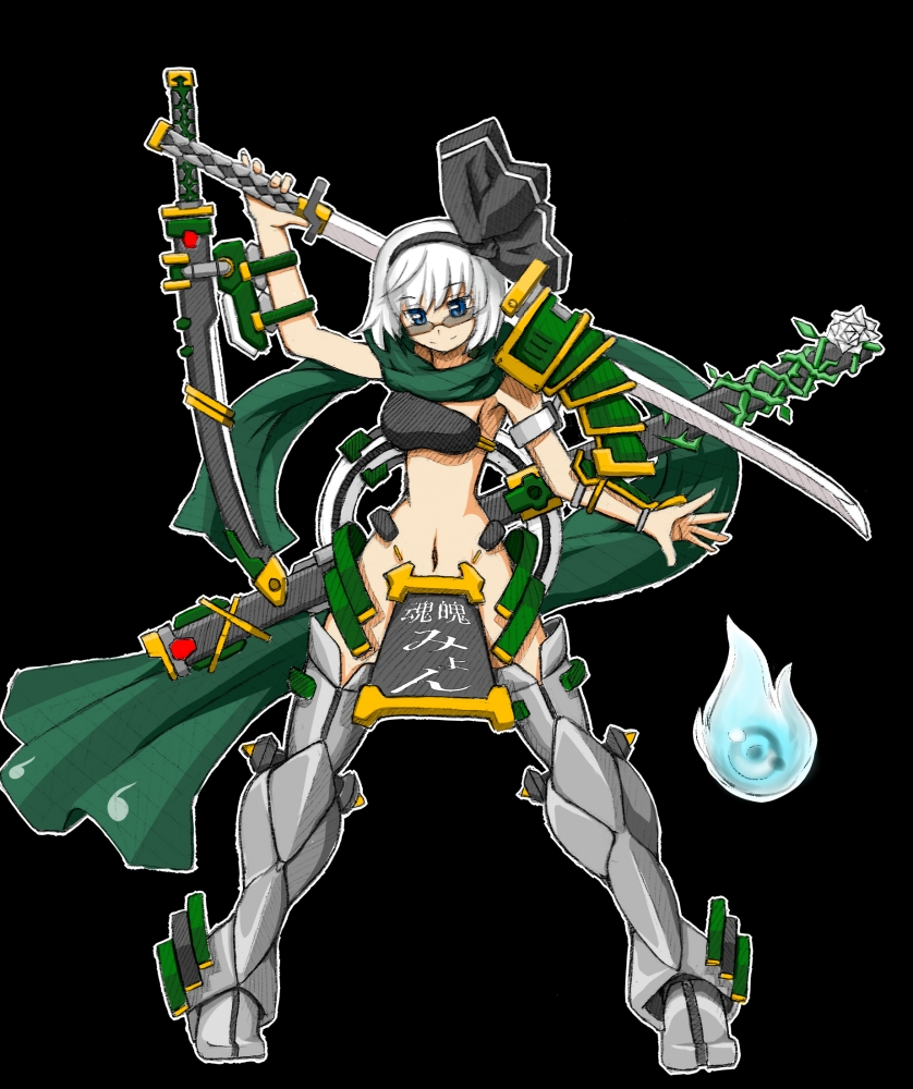 ghost, hairband, katana, konpaku_youmu, konpaku_youmu_(ghost), myon, short_hair, silver_hair