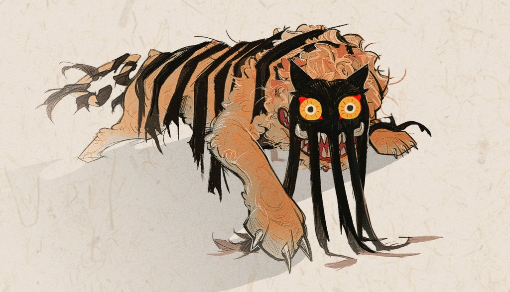 animal_focus, chogwa41, colored_sclera, commentary_request, constricted_pupils, dream_tiger_(govy9807), full_body, korean_commentary