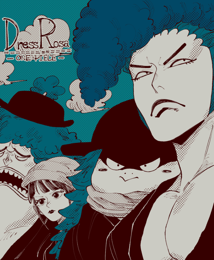 4boys, alternate_costume, ashura_doji, black_eyes, black_hair, black_hat, closed_mouth, commentary_request