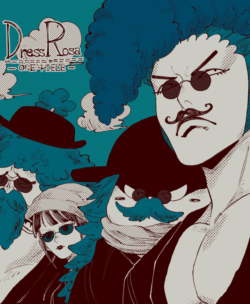 4boys, alternate_costume, ashura_doji, black_hair, black_hat, closed_mouth, commentary_request, denjirou_(one_piece)