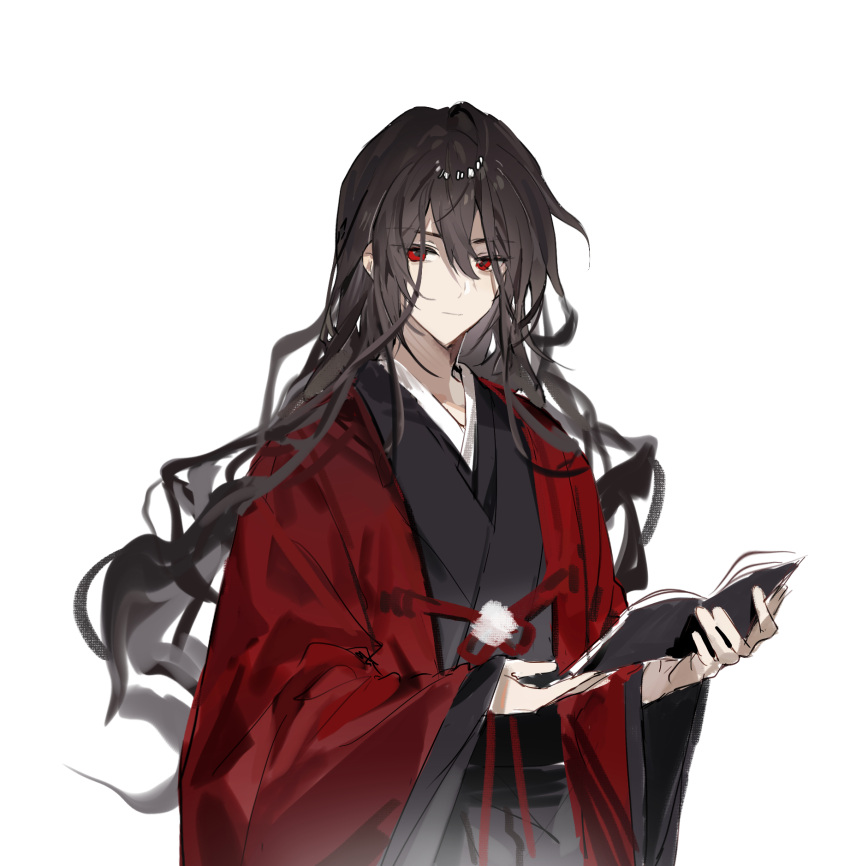 1boy, black_kimono, book, brown_hair, call_of_cthulhu, character_request, chinese_commentary, closed_mouth