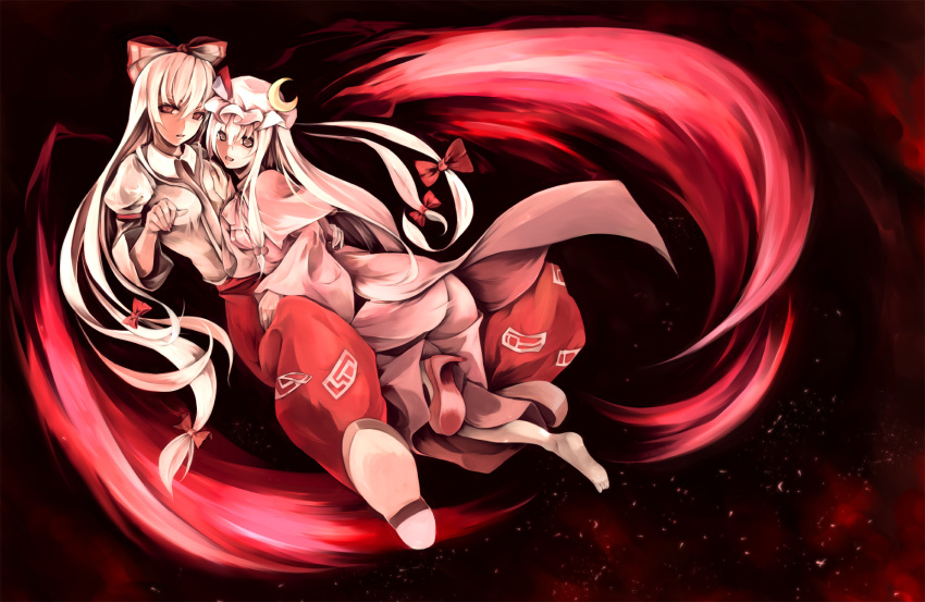 2girls, highres, long_hair, patchouli_knowledge, red, seiha_(tinnke), touhou