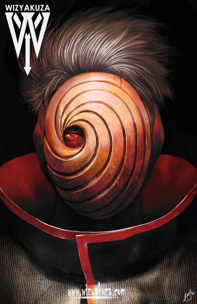 1boy, akatsuki_uniform, artist_name, black_hair, high_collar, looking_at_viewer, male_focus, mask