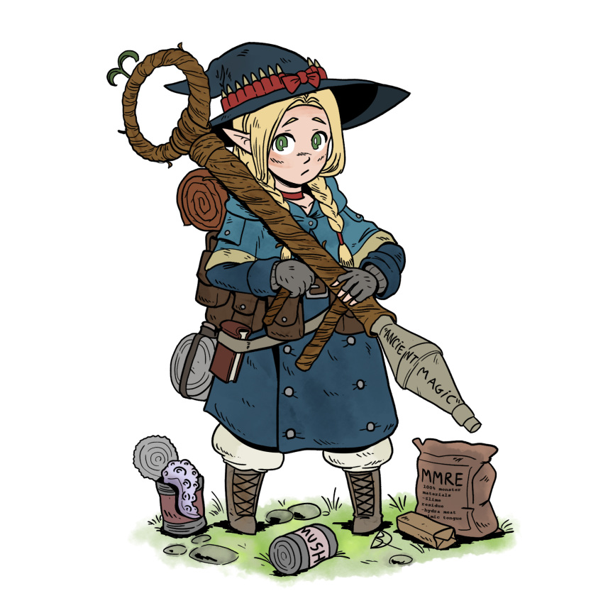 1girl, ammunition, backpack, bag, bandolier, bedroll, belt, blonde_hair