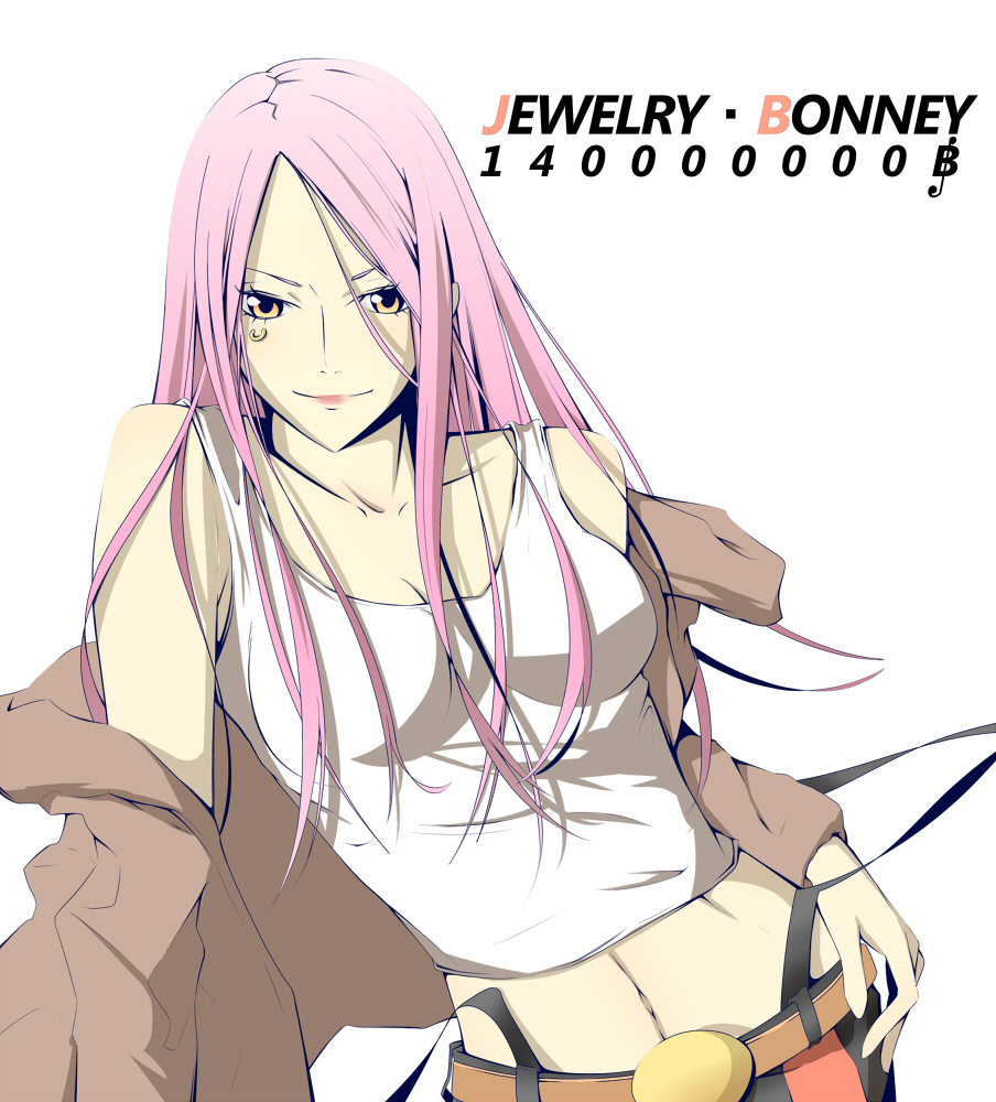 character_name, jewelry_bonnie, long_hair, midriff, navel, one_piece, piercing, pink_hair