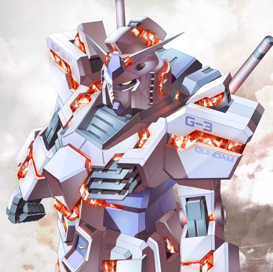 gundam, gundam_msv, gundam_unicorn, mecha, no_humans, nt-d, parody, shiba_tomori, solo, unicorn_gundam