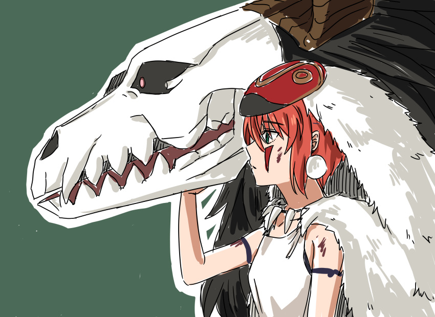 1girl, absurdres, animal_head, animal_skull, cosplay, creature, delfuze, elias_ainsworth