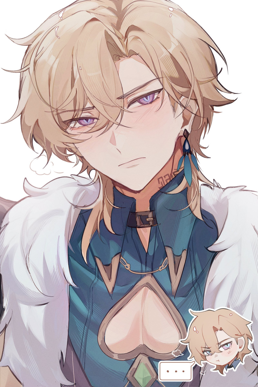 ..., 1boy, absurdres, aventurine_(honkai:_star_rail), bishounen, black_choker, blonde_hair, chibi