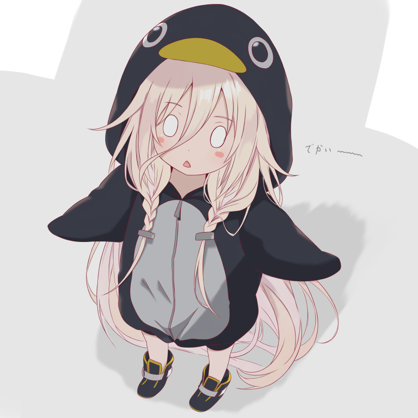 absurdres, animal_costume, blank_eyes, chibi, diamond_mouth, highres, hood, hooded_jacket