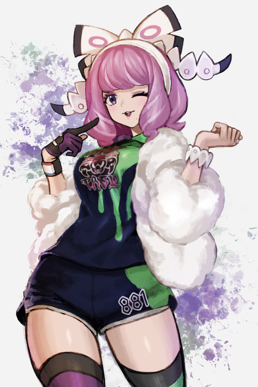 1girl, asymmetrical_legwear, bad_id, bad_pixiv_id, bow, bracelet, breasts, coat
