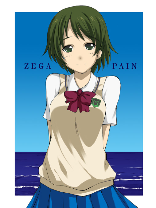 kaminagi_ryoko, kaminagi_ryouko, school_uniform, short_hair, sweater_vest, zegapain