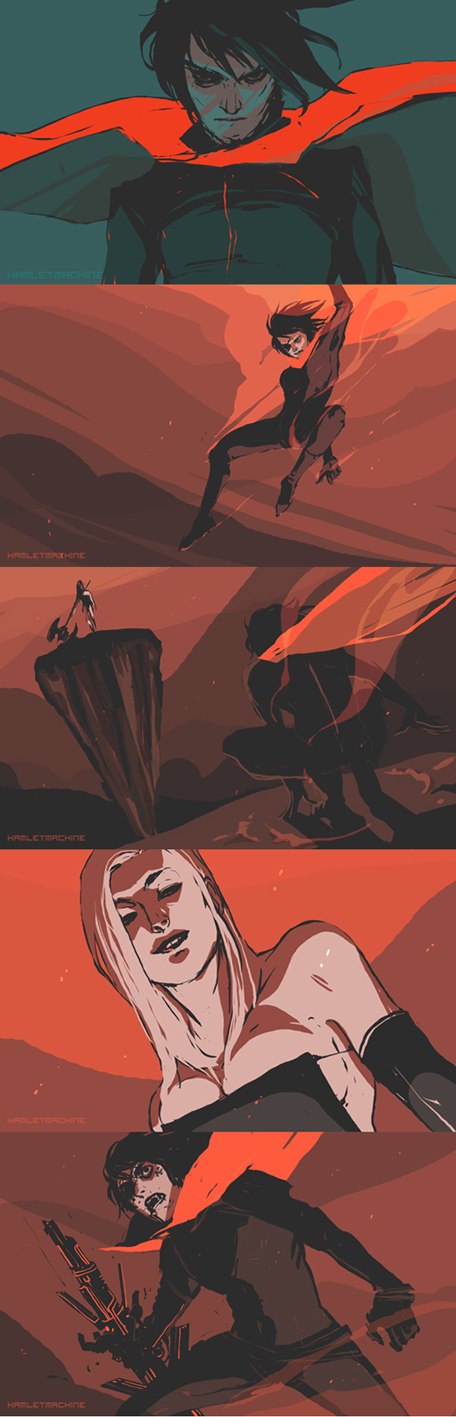 cape, comic, hamletmachine, highres, male, original, red, sword