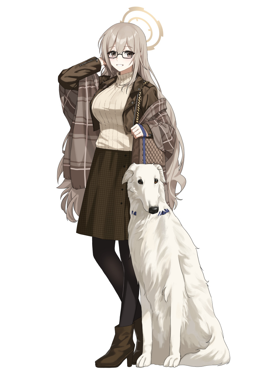 1girl, absurdres, akane_(blue_archive), alfie_(tmdals7645), alternate_costume, arm_behind_head, black-framed_eyewear, black_pantyhose