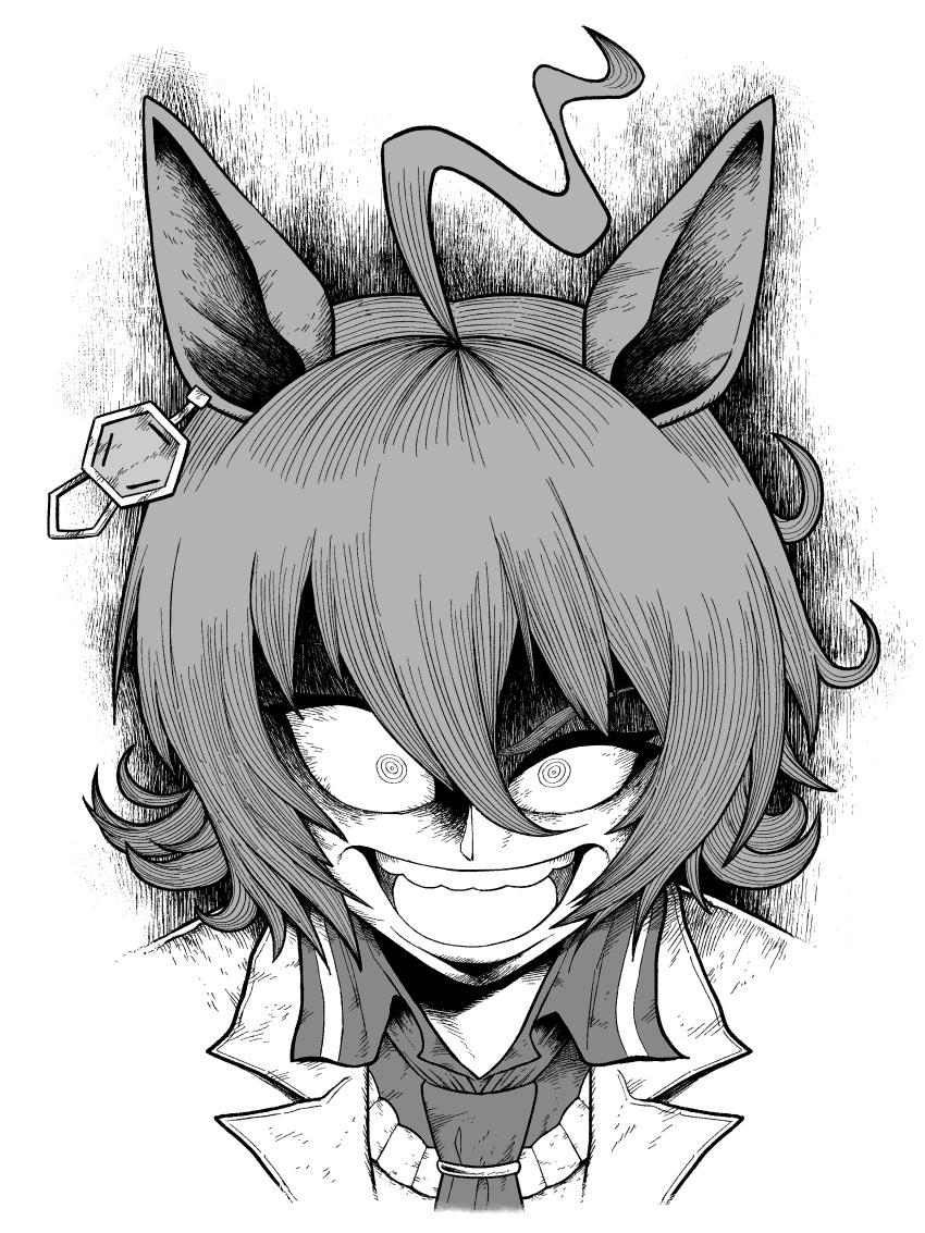 1girl, absurdres, agnes_tachyon_(umamusume), ahoge, animal_ears, chemical_structure, collared_shirt, commentary_request