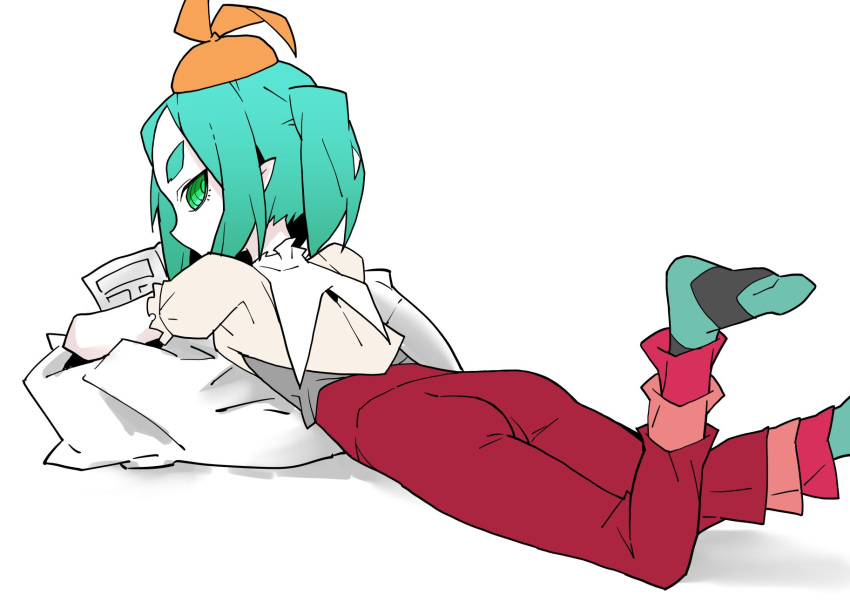 1girl, akableak, aqua_hair, commentary, cosplay, full_body, green_eyes, highres