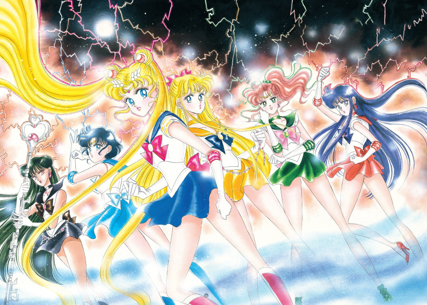 6+girls, absurdres, aino_minako, ankle_boots, back_bow, bare_legs, bishoujo_senshi_sailor_moon, bishoujo_senshi_sailor_moon_r