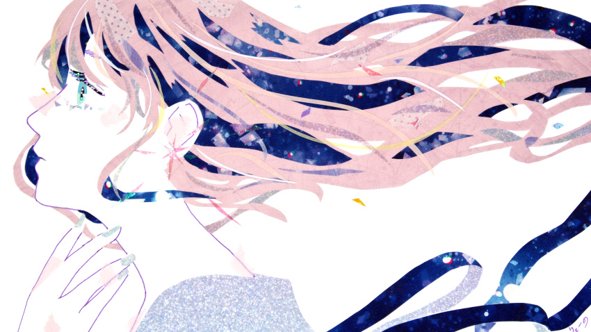 abstract, absurdres, closed_mouth, commentary_request, dust_(vocaloid), earrings, from_side, hair_between_eyes