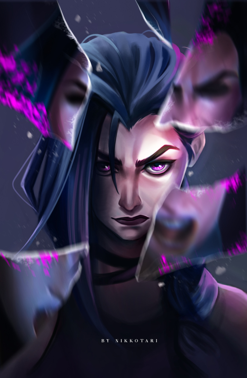 1girl, arcane:_league_of_legends, arcane_jinx, arcane_viktor, artist_name, blood, caitlyn_(league_of_legends), character_request