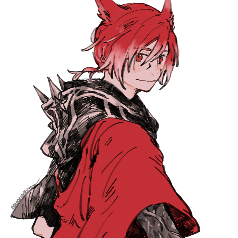 1boy, animal_ears, cat_ears, cat_tail, closed_mouth, crystal_exarch, dated, final_fantasy