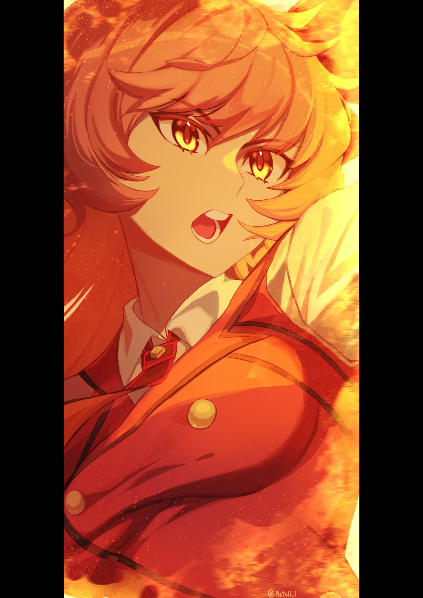 1girl, absurdres, asteli_i, breasts, close-up, fire, highres, medium_breasts