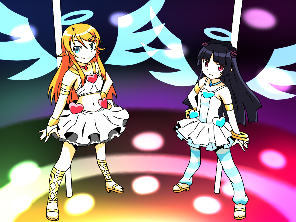 alternate_costume, angel, angel_wings, angelin, aqua_eyes, armband, cosplay, crossover